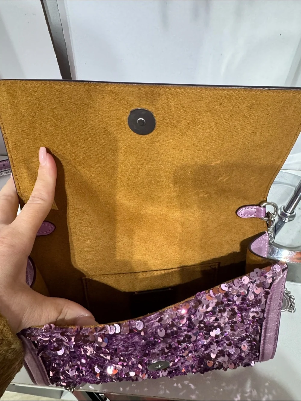 Coach Lavender Sequin Crossbody Bag